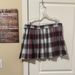 Aerie Tartan Mini Skirt - Red, Green, and White